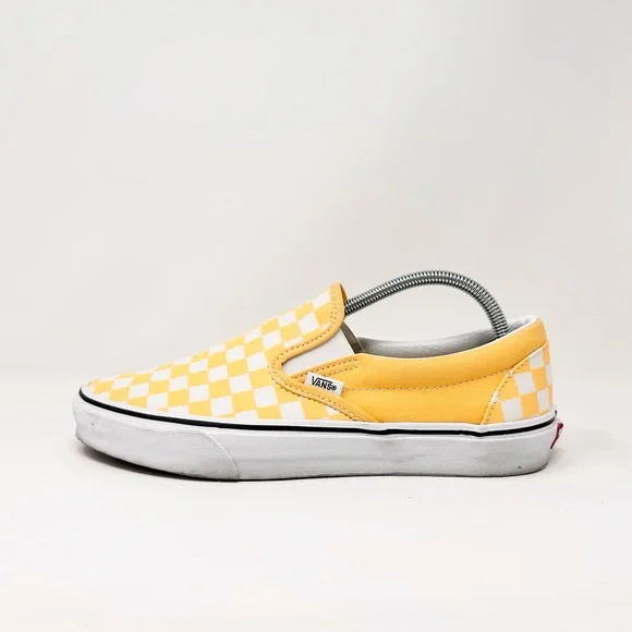 EUC Vans Yellow/White Checkerboard 9.5M/11W Slip-ons PLS READ DESCRIPTION - Picture 2 of 7